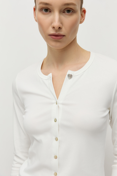 Лонгслив на пуговицах AROUND, цвет: белый, 219_117CE03 купить онлайн