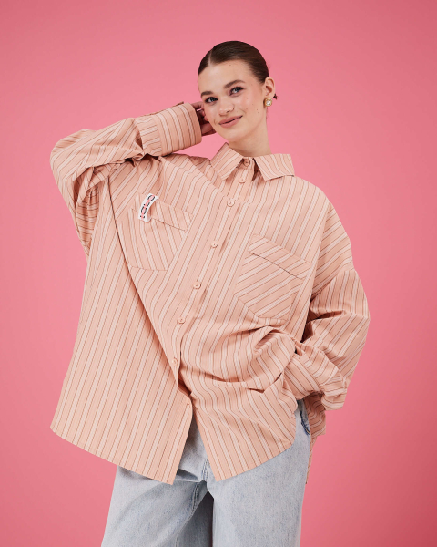 Рубашка макси оверсайз #32 TABOO, цвет: бежевый, Rub32 купить онлайн