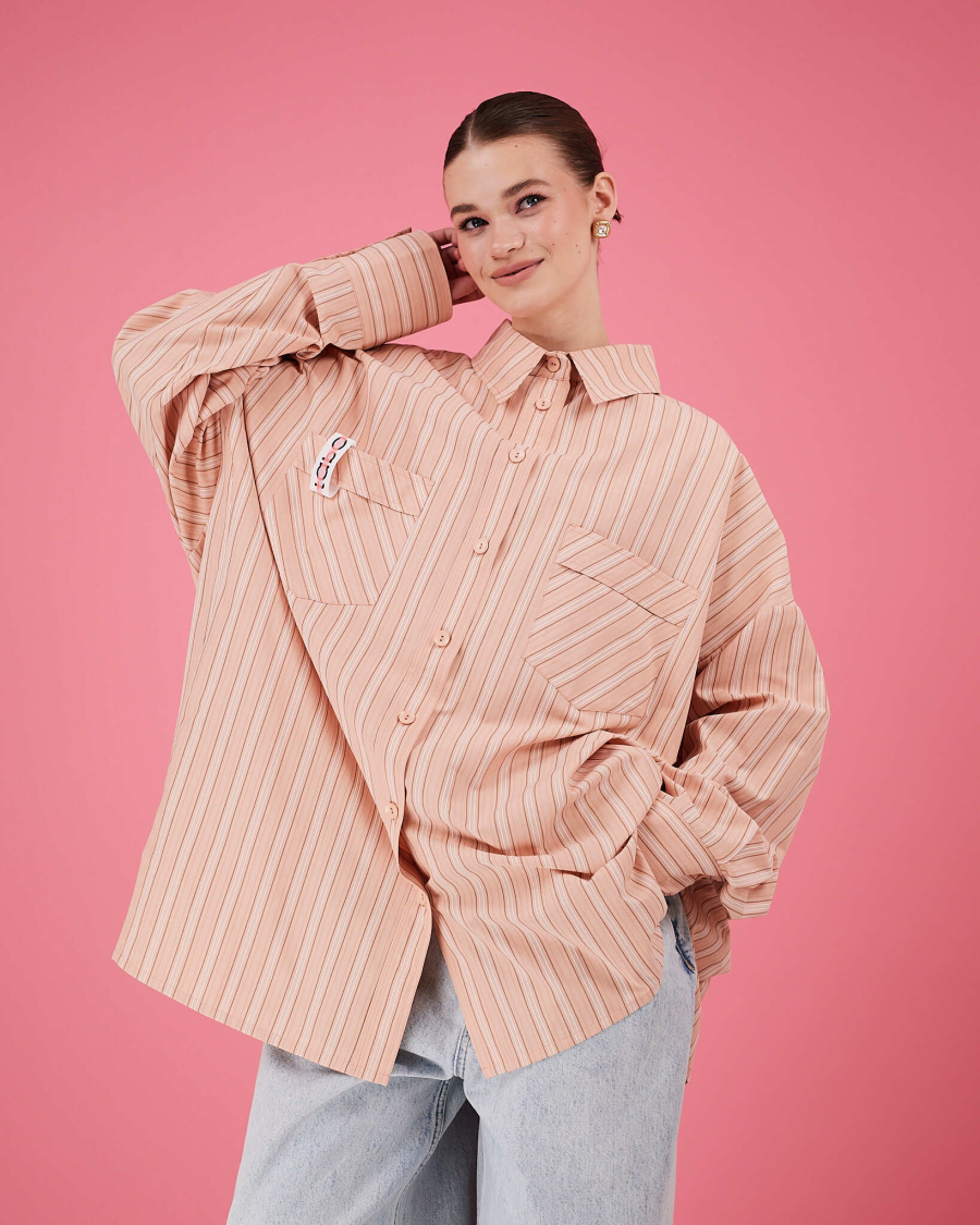 Рубашка макси оверсайз #32 TABOO, цвет: бежевый, Rub32 купить онлайн