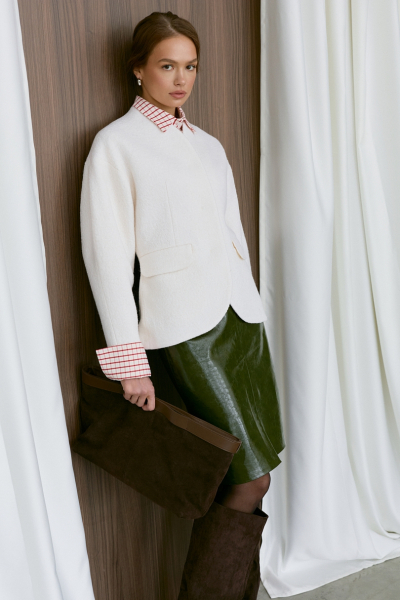 Жакет О-образный из фактурной шерсти Ricoco, цвет: белый, 6084/1 купить онлайн