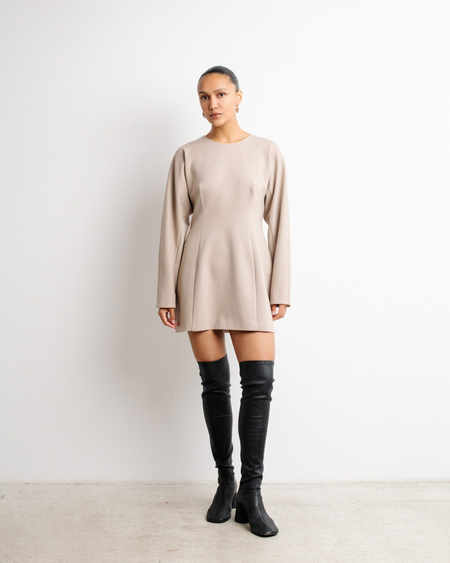 Платье мини джерси Anmuse, цвет: бежевый, RB24А104-BEG купить онлайн