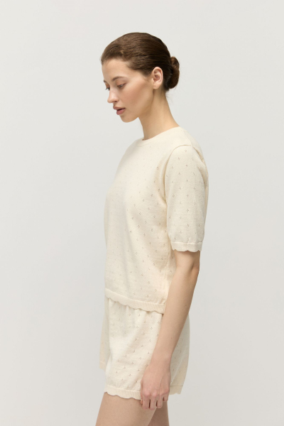 Джемпер пуантель из хлопка с кашемиром AROUND, цвет: небесно-желтый, 219_129CC05 купить онлайн