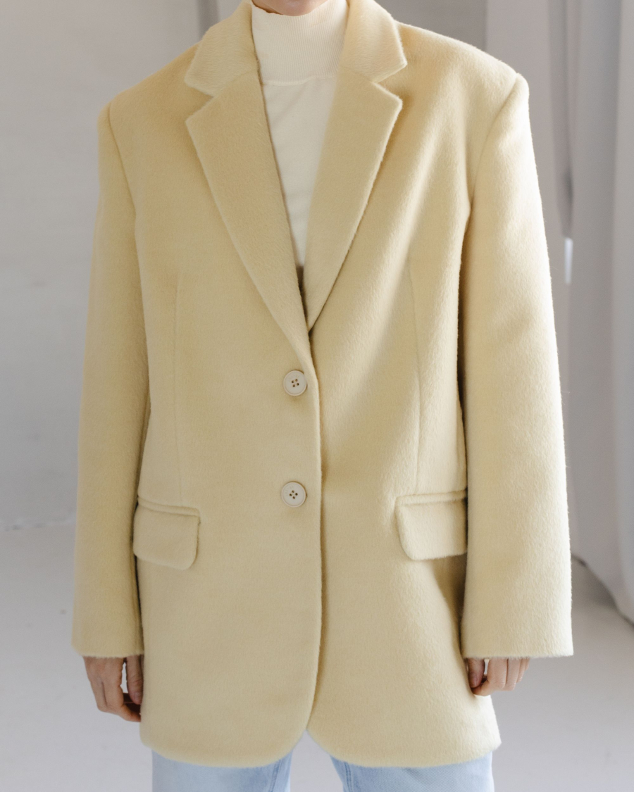 Пальто из смесовой шерсти однобортное укороченное VLVT, цвет: Желтый, 00-00005294 купить онлайн