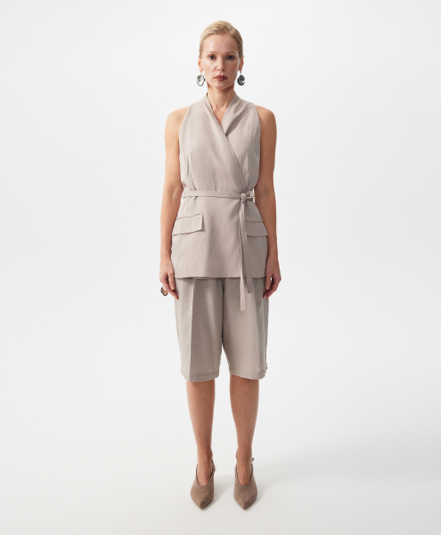 Текстильный жилет с запахом GLVR, цвет: серый, 126G22GAC4706 купить онлайн