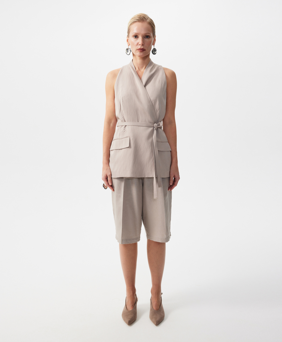 Текстильный жилет с запахом GLVR, цвет: серый, 126G22GAC4706 купить онлайн