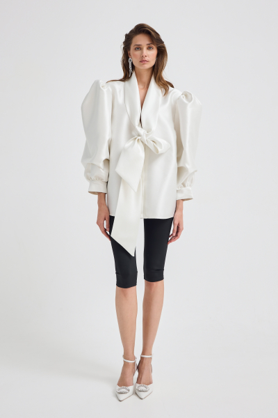 Блуза с бантом Shtripling, цвет: белый, SHRUB006WHT купить онлайн