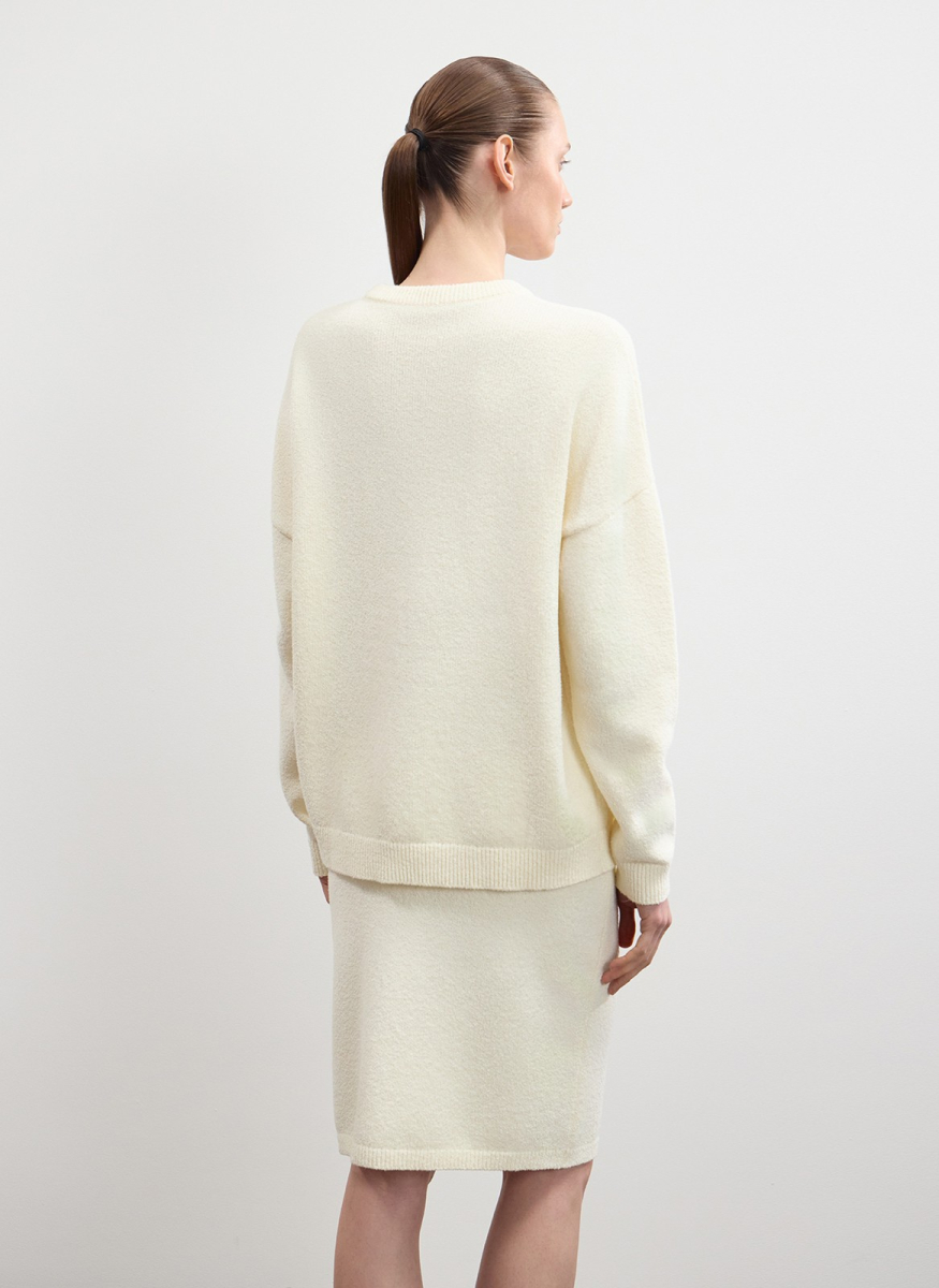 Джемпер фактурной вязки из хлопка ALL WE NEED, цвет: белый,  купить онлайн