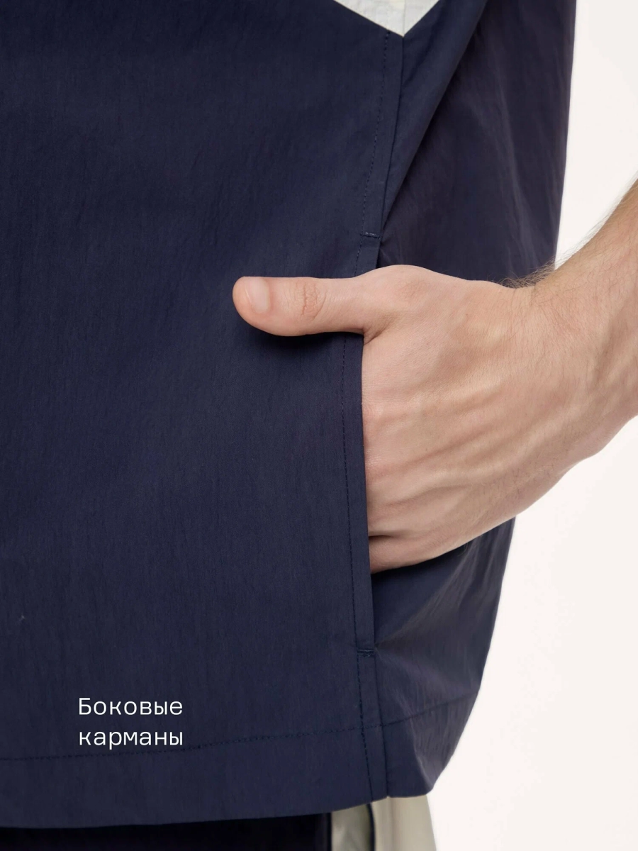 Мужская рубашка с контрастными вставками MUTED, цвет: темно-синий, 904737.MSHR0029_Navy-blue купить онлайн