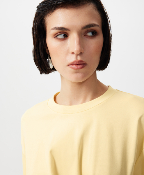 Футболка с асимметричным вертикальным защипом GLVR, цвет: Желтый, 126G24GAC1202 купить онлайн