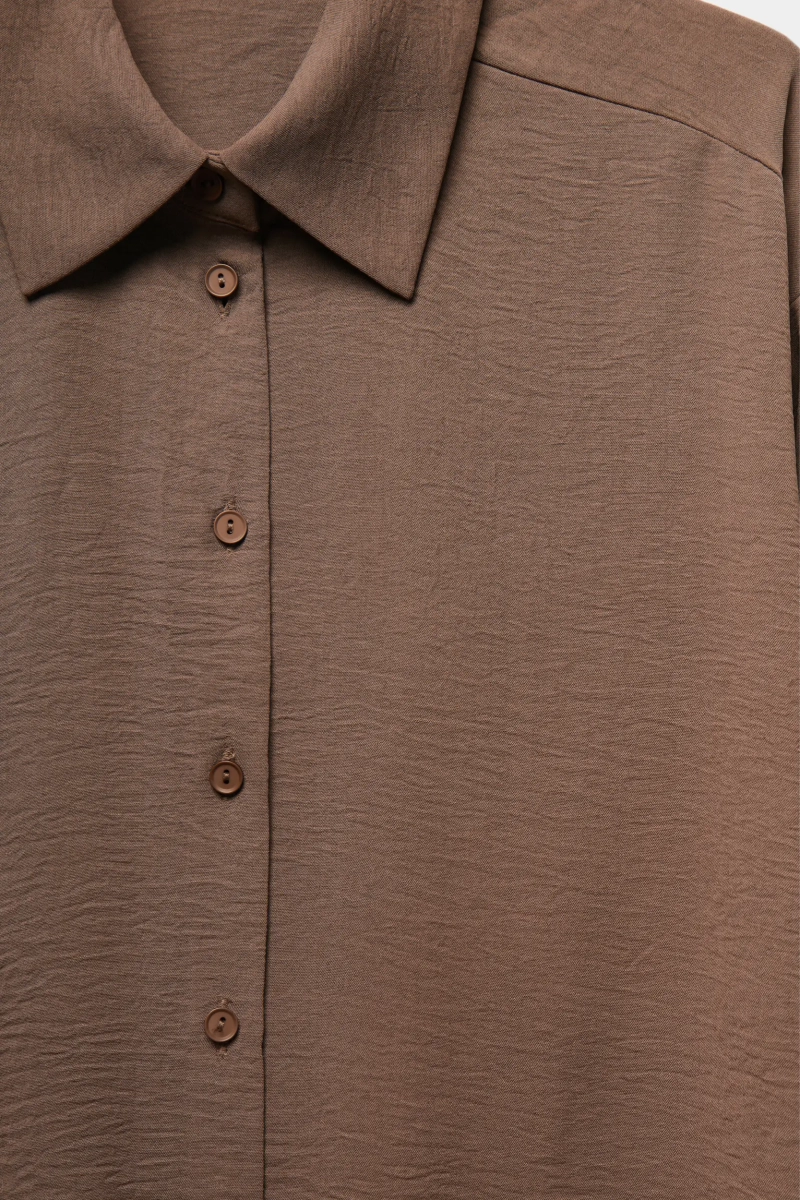 Рубашка оверсайз из жатого хлопка REFERT, цвет: мокко, 12-3816/2-2511 купить онлайн