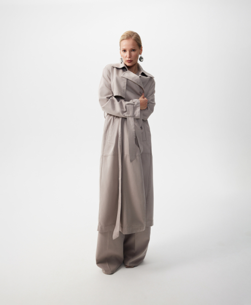 Плащ с запахом из денима