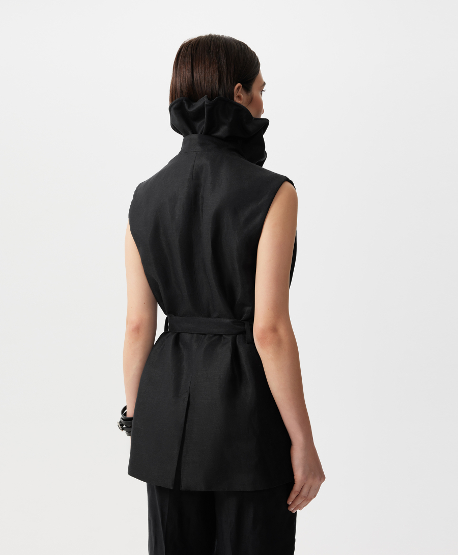 Жилет с отстегивающейся асимметричной оборкой GLVR, цвет: Черный, 126G21GAC4704 купить онлайн