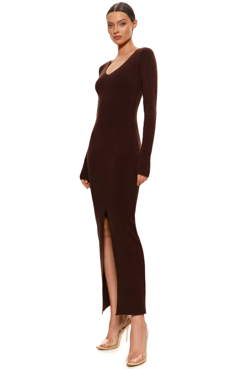 Платье вязаное SODAMODA, цвет: темный шоколад, 12245 купить онлайн