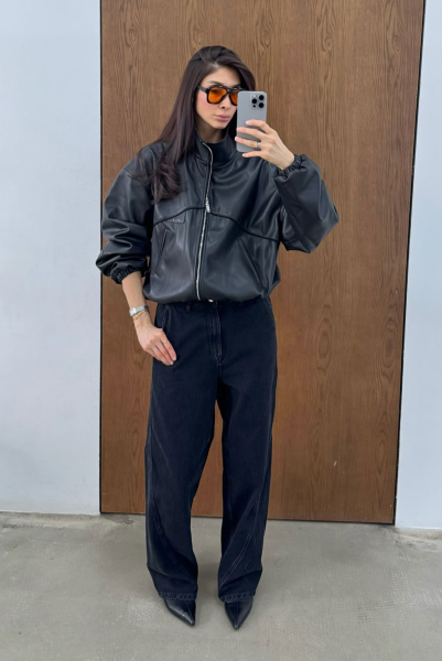 Джинсы прямые с рельефами (черные) Label .B, цвет: Черный, Dn.17.3.18BLC купить онлайн