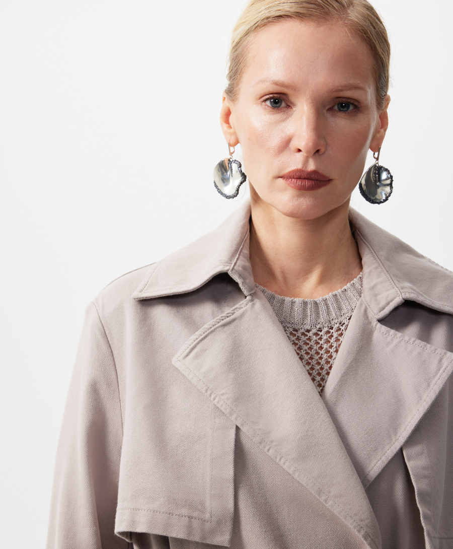 Плащ с запахом из денима GLVR, цвет: серый, 126G22GAC4411 купить онлайн