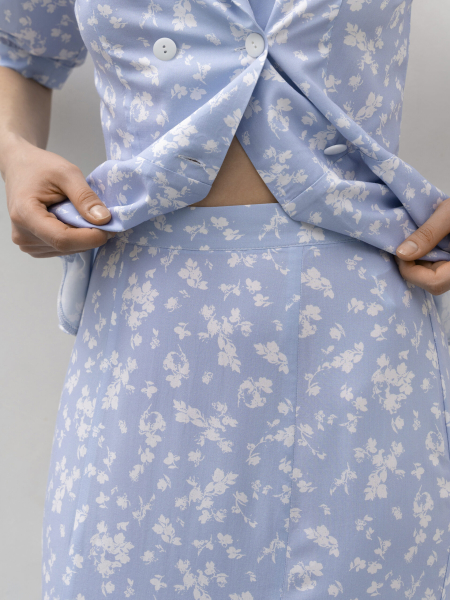 Юбка в цветочный принт TRES, цвет: голубой, НФ-00002767 купить онлайн