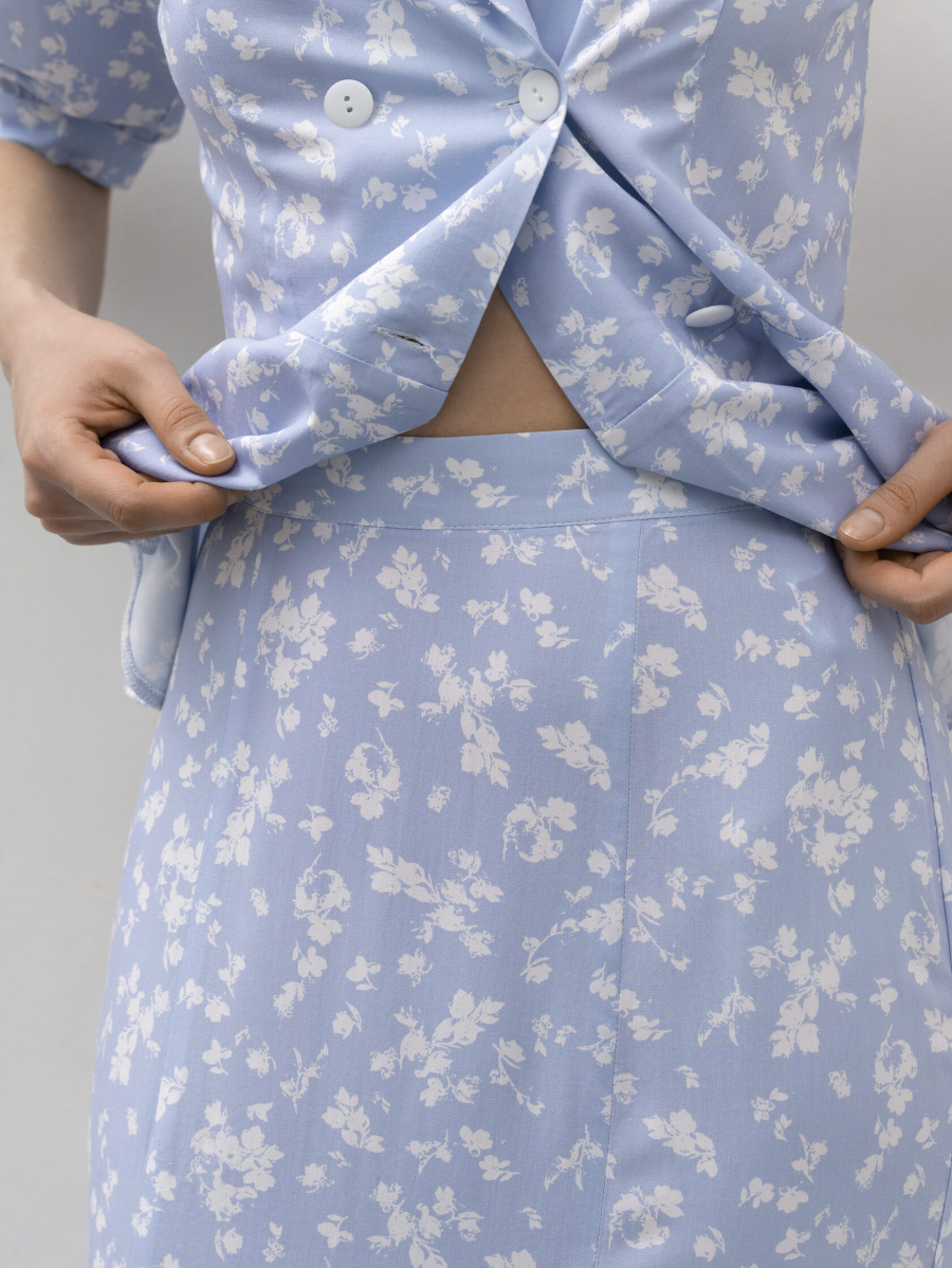 Юбка в цветочный принт TRES, цвет: голубой, НФ-00002767 купить онлайн