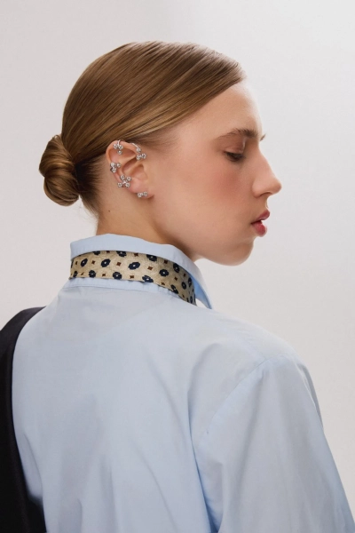 Серебряная серьга-кафф кувшинки «Васюганские болота» SBLESKOM, цвет: Серебряный, 12232 купить онлайн