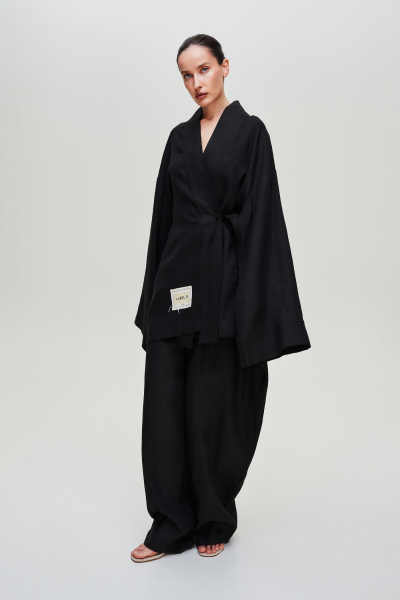 Брюки изо льна Label .B, цвет: Черный,  купить онлайн