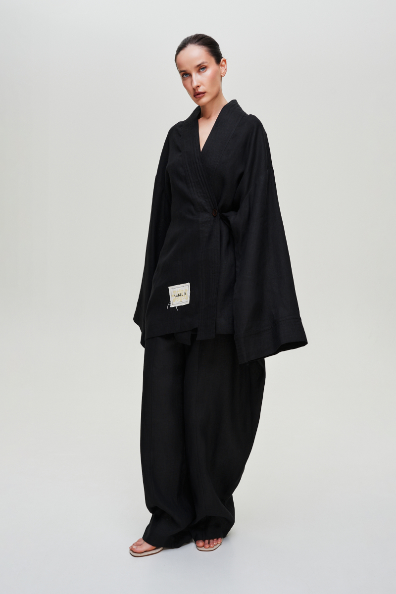 Брюки изо льна Label .B, цвет: Черный,  купить онлайн