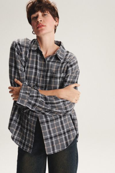 Рубашка в клетку SAGAS, цвет: серый,  купить онлайн