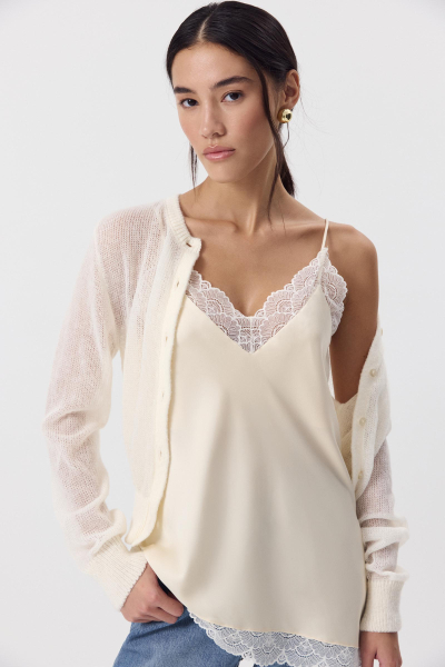 Топ с кружевом Charmstore, цвет: ванильный, 102-43060-113 купить онлайн Топ с кружевом Charmstore, цвет: ванильный, 102-43060-113 купить онлайн