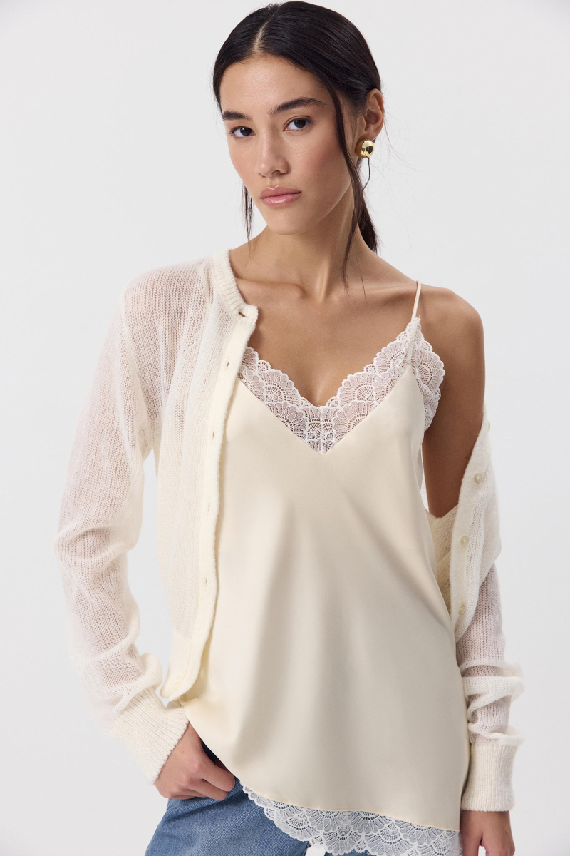 Топ с кружевом Charmstore, цвет: ванильный, 102-43060-113 купить онлайн Топ с кружевом Charmstore, цвет: ванильный, 102-43060-113 купить онлайн