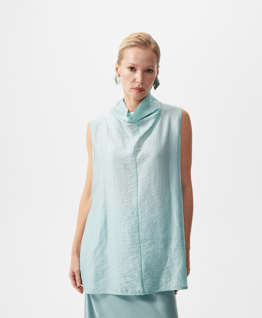 Блузка удлиненная без рукавов GLVR, цвет: зеленый, 126G26GAC2220 купить онлайн