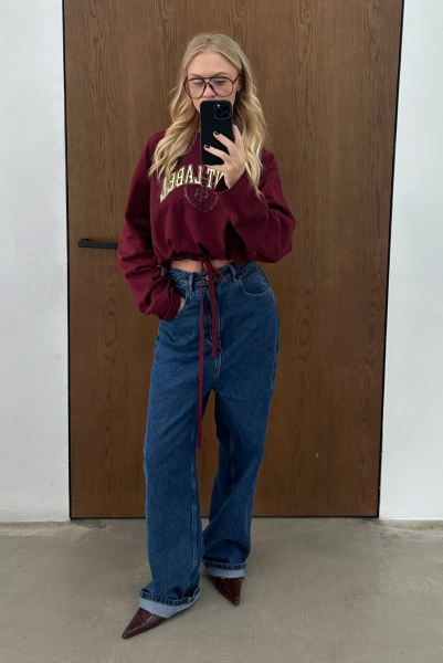 Лонгслив на кулисе (бордовый) Label .B, цвет: белый, Tp.03.5.41/2BRG купить онлайн