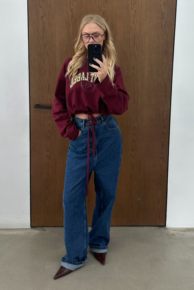 Лонгслив на кулисе (бордовый) Label .B, цвет: белый, Tp.03.5.41/2BRG купить онлайн