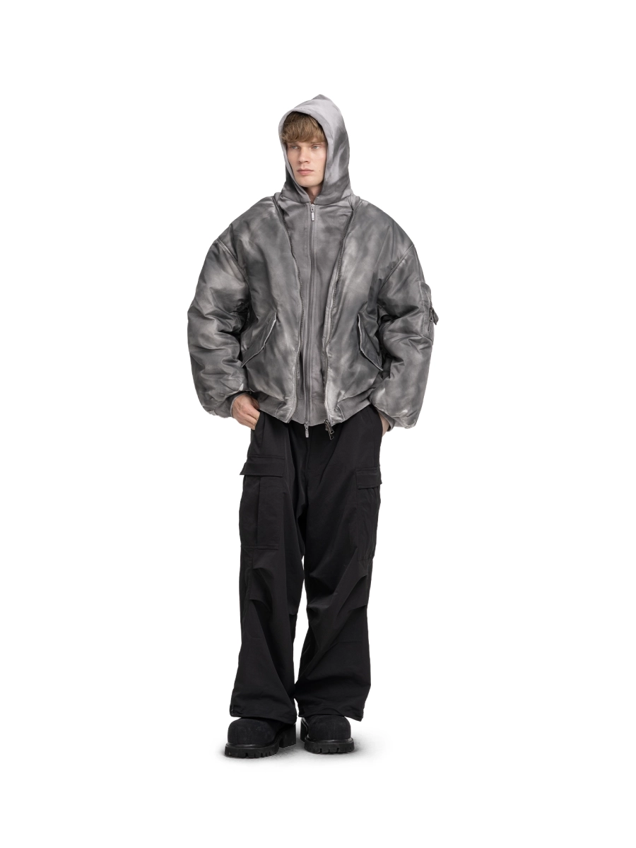 Бомбер с капюшоном ABC, цвет: серый, 00-283 купить онлайн