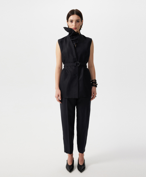 Жилет с отстегивающейся асимметричной оборкой GLVR, цвет: Черный, 126G21GAC4704 купить онлайн