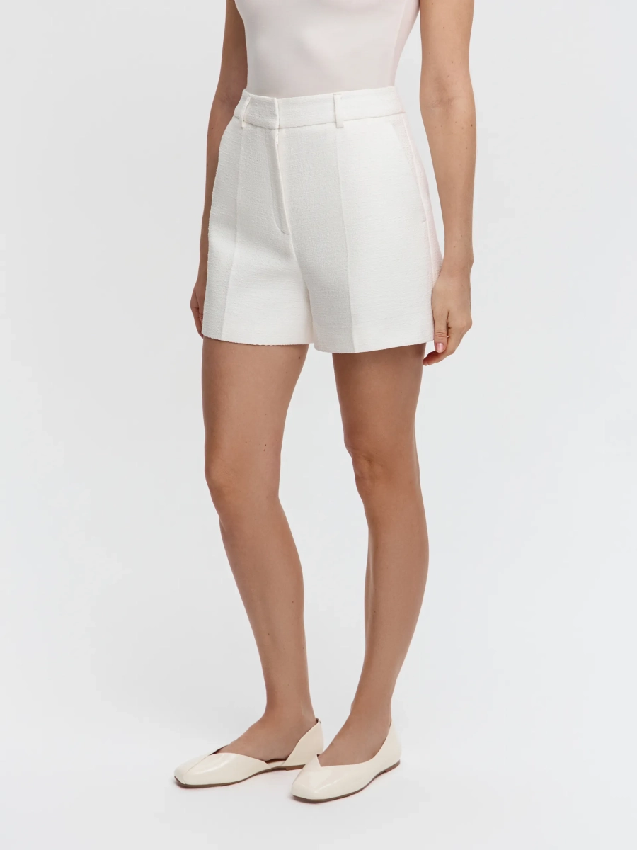 Шорты из твида ANNA PEKUN, цвет: белый,  купить онлайн