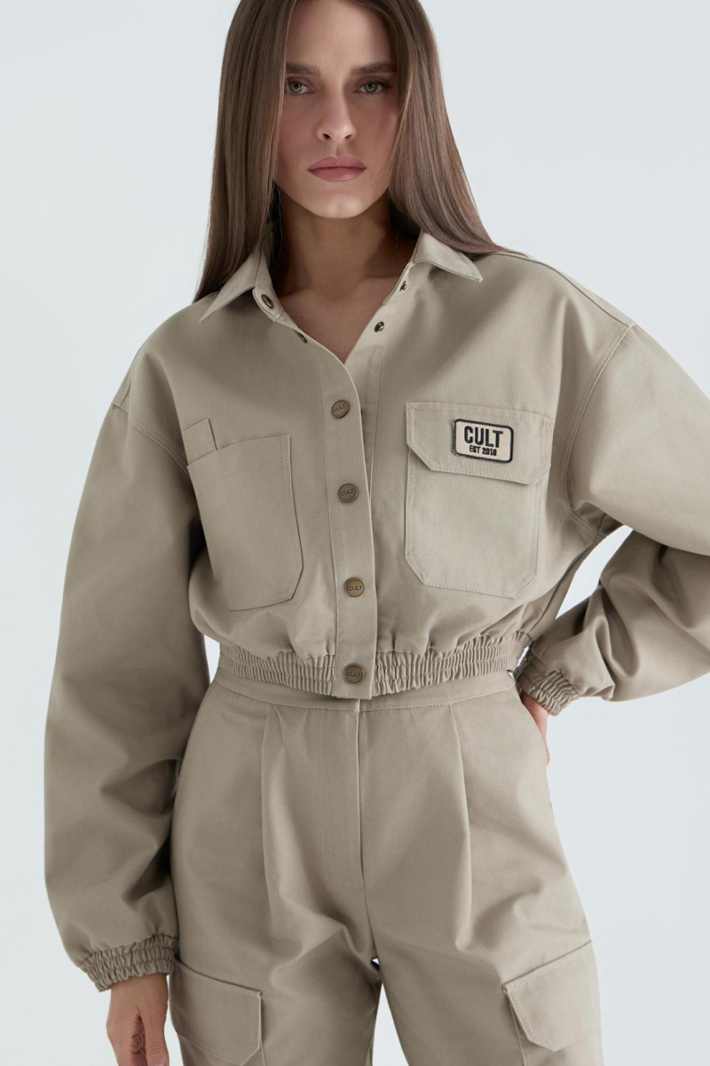 Рубашка женская милитари CULTBASE, цвет: бежевый,  купить онлайн