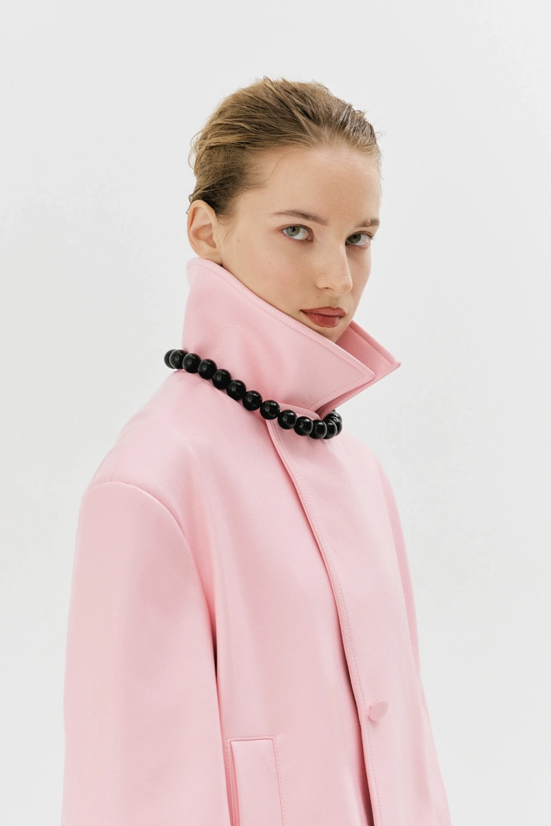 Жакет удлиненный из экокожи Ricoco, цвет: розовый, 7056/1 купить онлайн