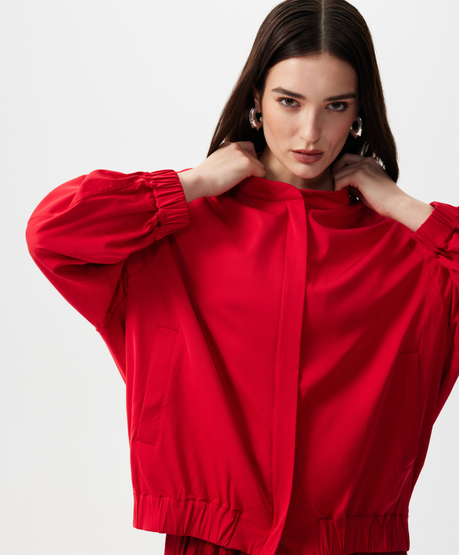 Бомбер оверсайз без подкладки GLVR, цвет: красный, 126G25GAC2004 купить онлайн