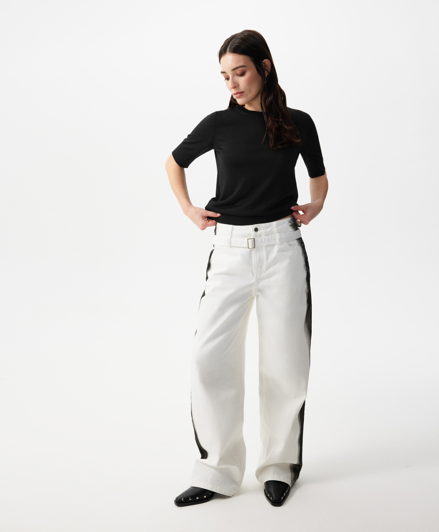 Джинсы-трубы с лампасами GLVR, цвет: белый, 126G21GAC6322 купить онлайн