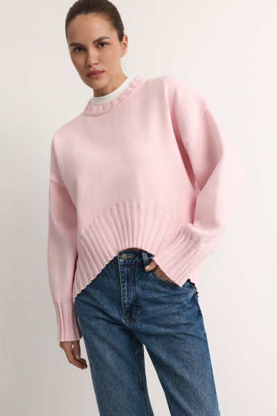 Джемпер с асимметричным низом TOPTOP, цвет: розовый, TT.050.18786.300 купить онлайн