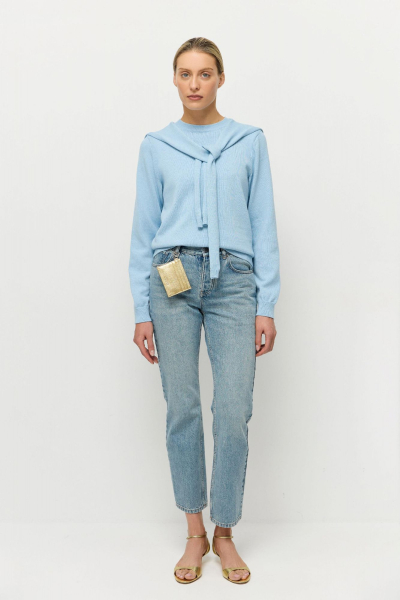 Джемпер из хлопка с кашемиром 2 в 1 AROUND, цвет: голубой, 219_132CC07 купить онлайн