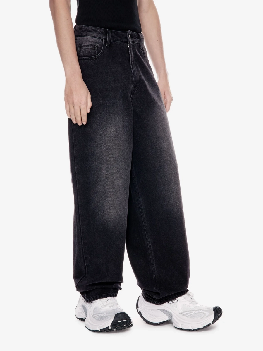 Широкие джинсы завышенной посадки POST POST SCRIPTUM, цвет: выстиранный черный, 1048.10.00.BLK купить онлайн
