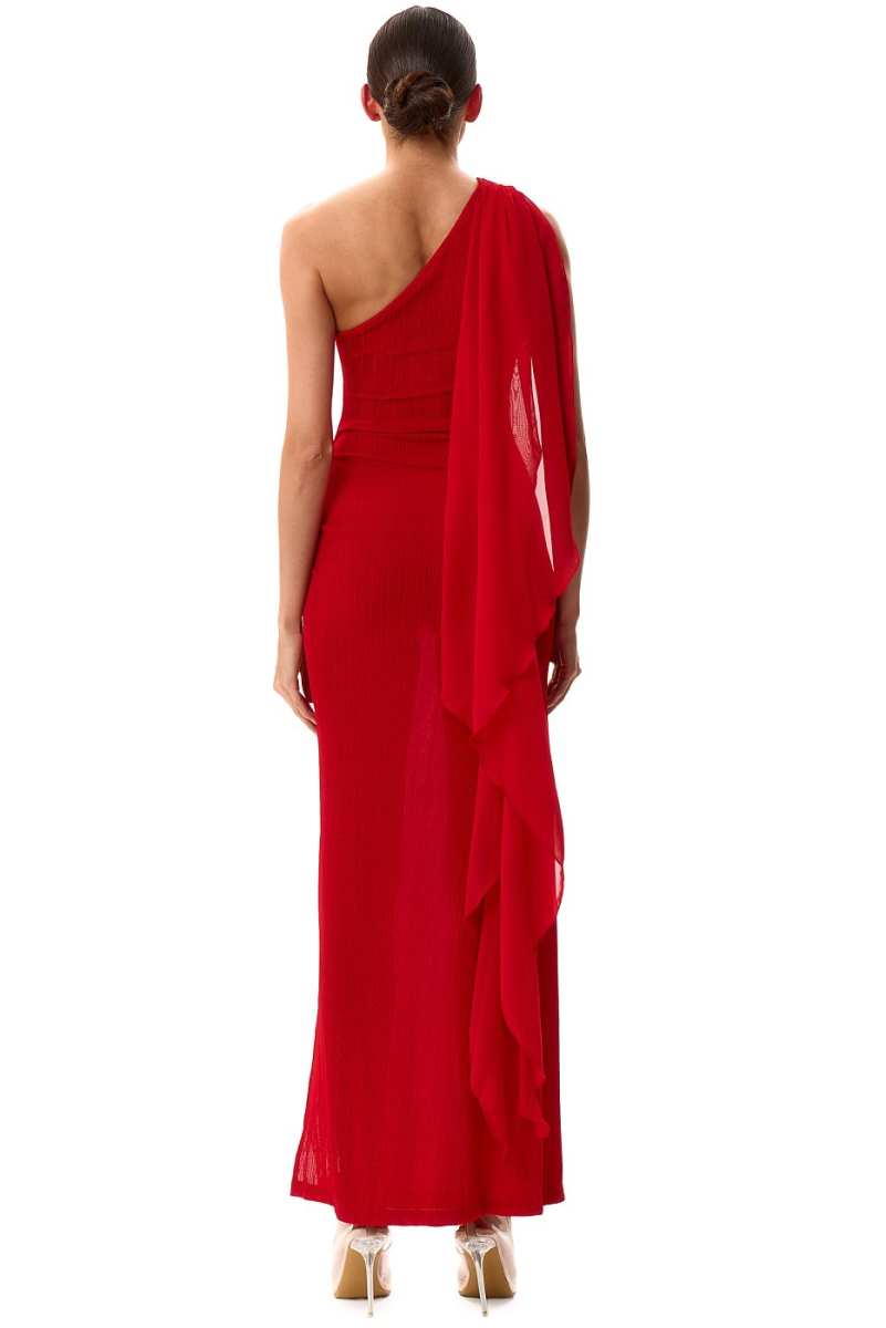 Платье со шлейфом на плече SODAMODA, цвет: красный, 16105 купить онлайн