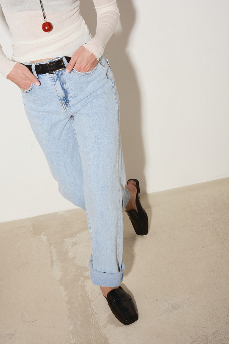 Джинсы прямые с завышенной посадкой Ricoco, цвет: голубой, 3066/2 купить онлайн