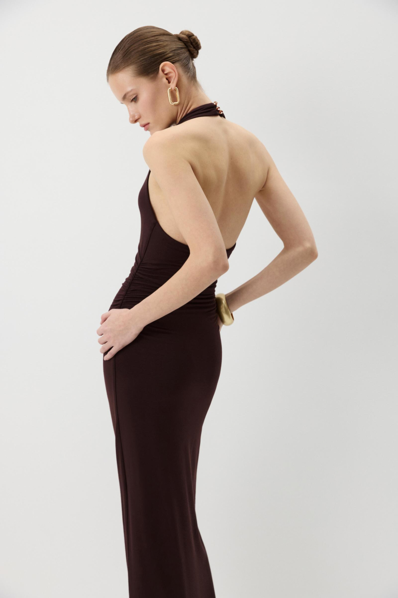 Платье с открытой спиной Charmstore, цвет: коричневый, 207-52965-551 купить онлайн