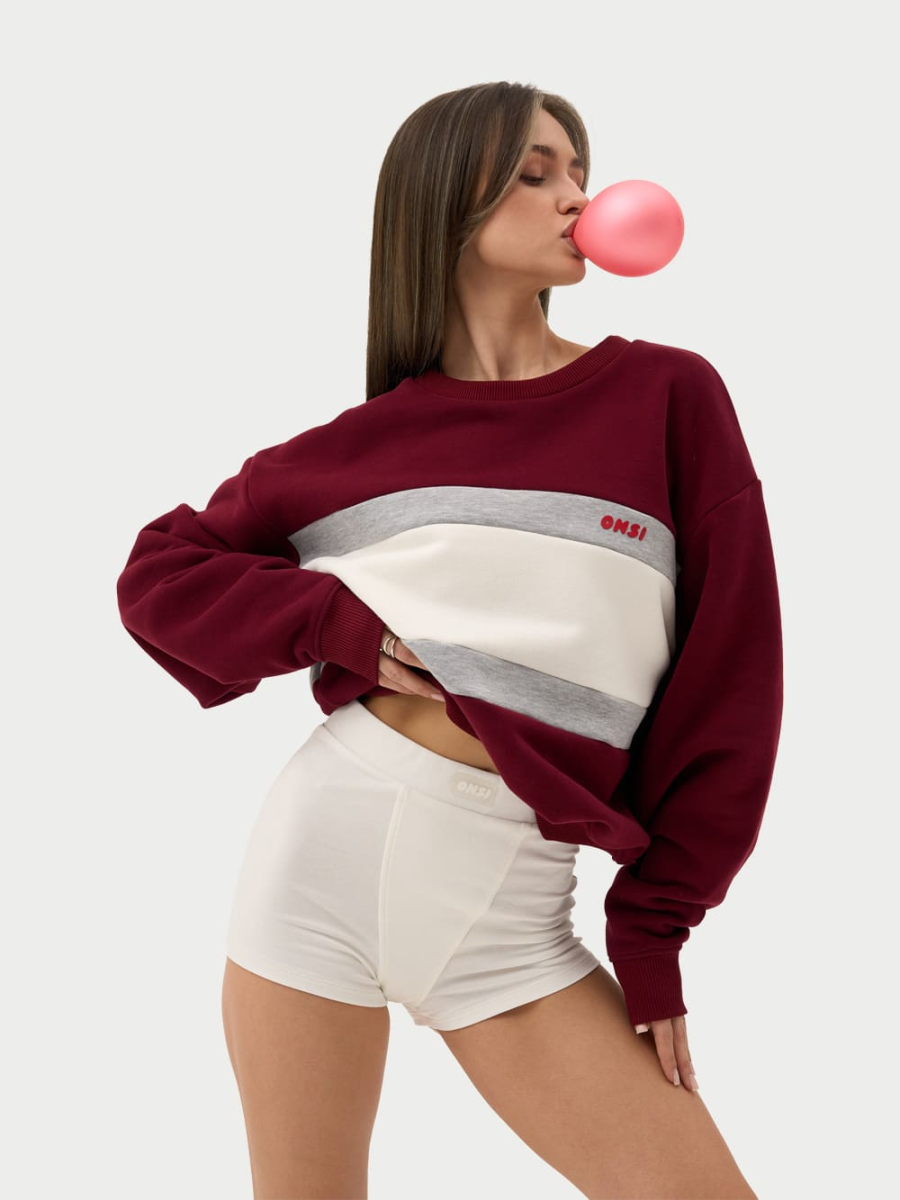 Свитшот с цветными вставками ONSI, цвет: Бордовый,  купить онлайн