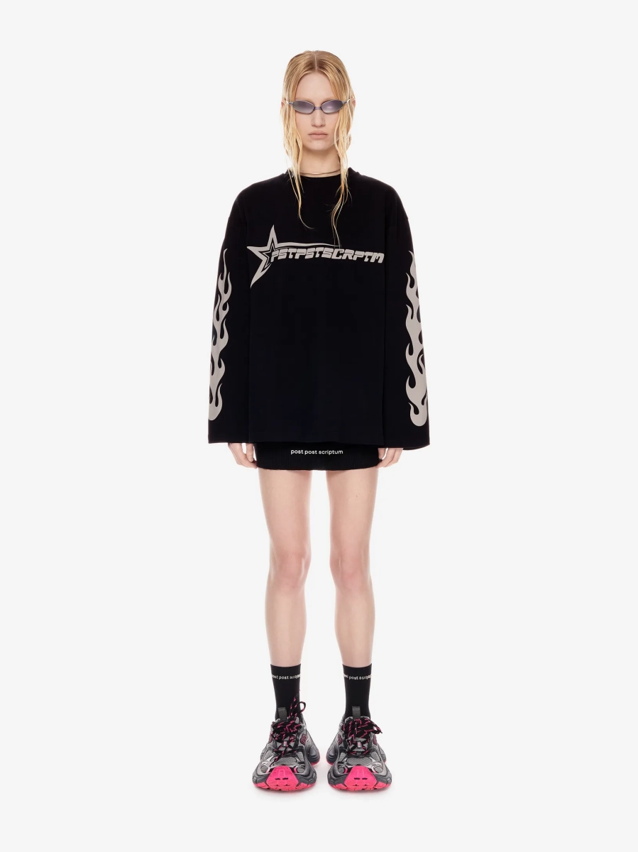 Лонгслив с потертым принтом p.p.s., цвет: Черный, 1124.000.00.01.001 купить онлайн