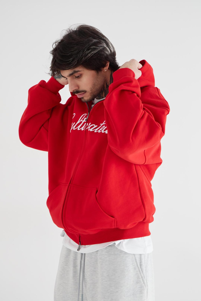 Худи на молнии «Город» CULTBASE, цвет: красный,  купить онлайн