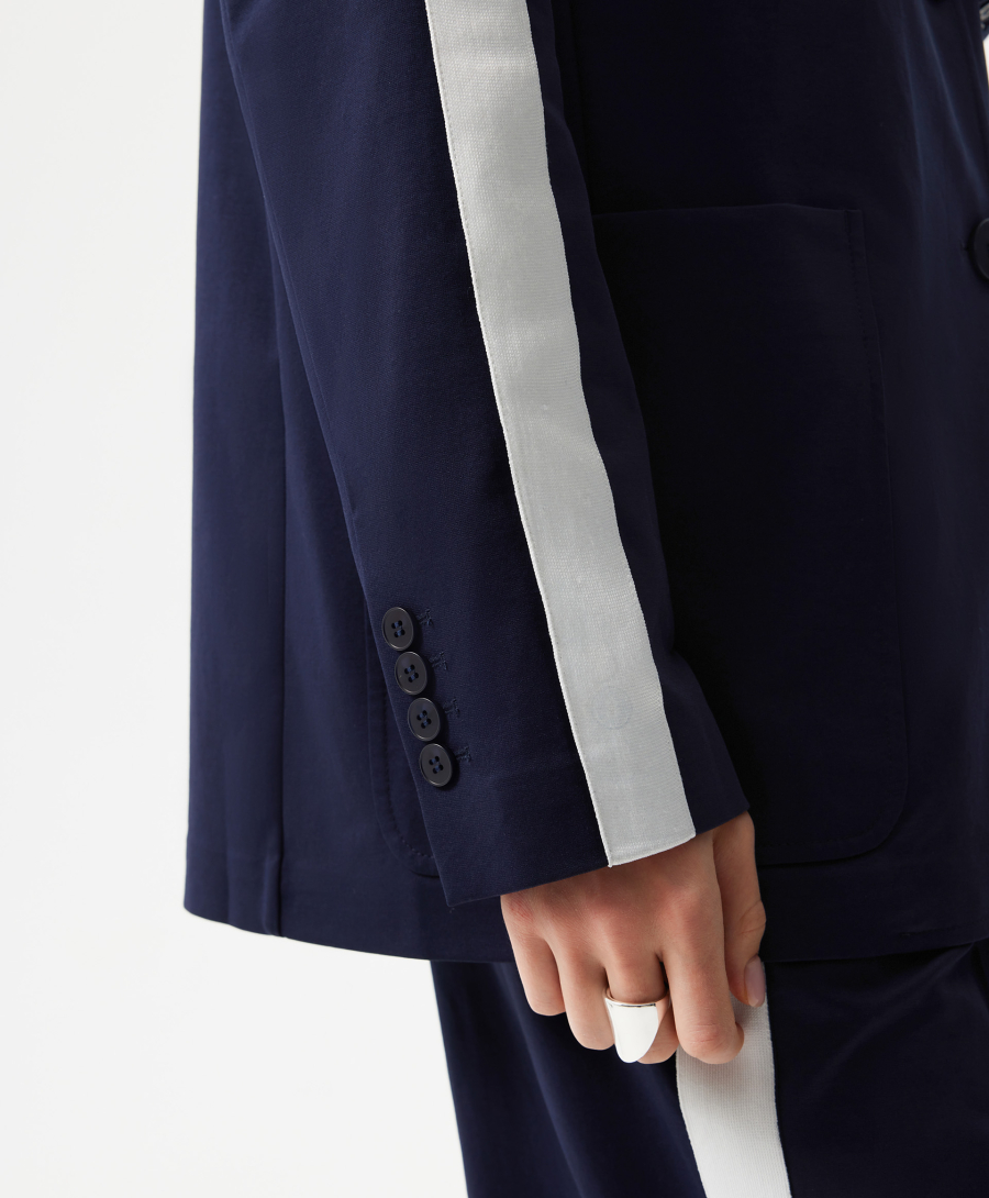 Пиджак с вязаными лампасами на рукавах GLVR, цвет: Черный, 126G23GAC1904 купить онлайн