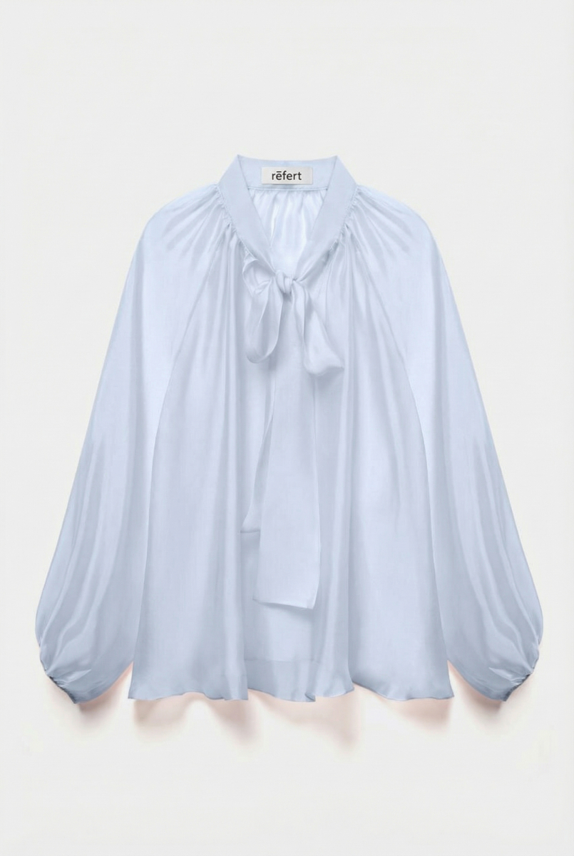 Блуза из шифона с бантом REFERT, цвет: голубой, 12-3545/3-2511 купить онлайн