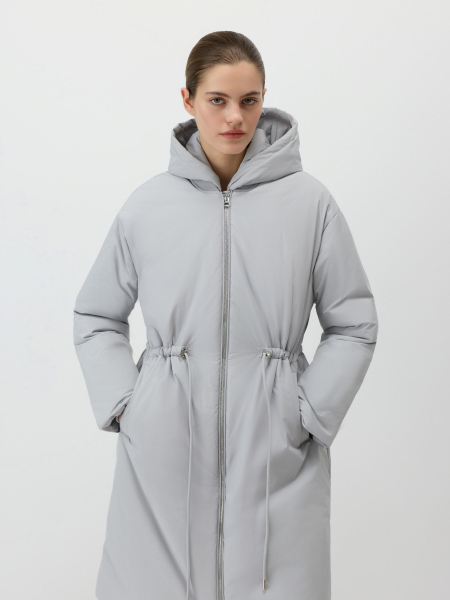 Утепленное пальто со съемным капюшоном Conso, цвет: серый, SEL 260108 - серый купить онлайн