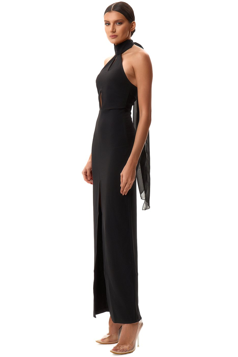 Платье из крепа с шифоновыми завязками SODAMODA, цвет: Черный, 16111 купить онлайн